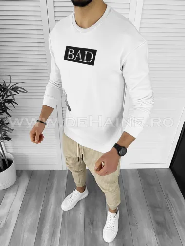 Bluza barbati alba cu imprimeu pe spate CU MIC DEFECT K141 O3-5.3